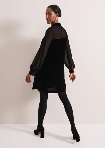 Phase Eight Black Velvet Dress Black Australia | AF3862591